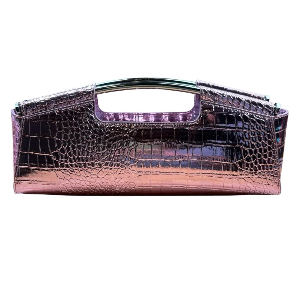 NWOT Tyler Lambert Edge Bag Metallic Pink w/ Adjustable Strap Clutch Crossbody